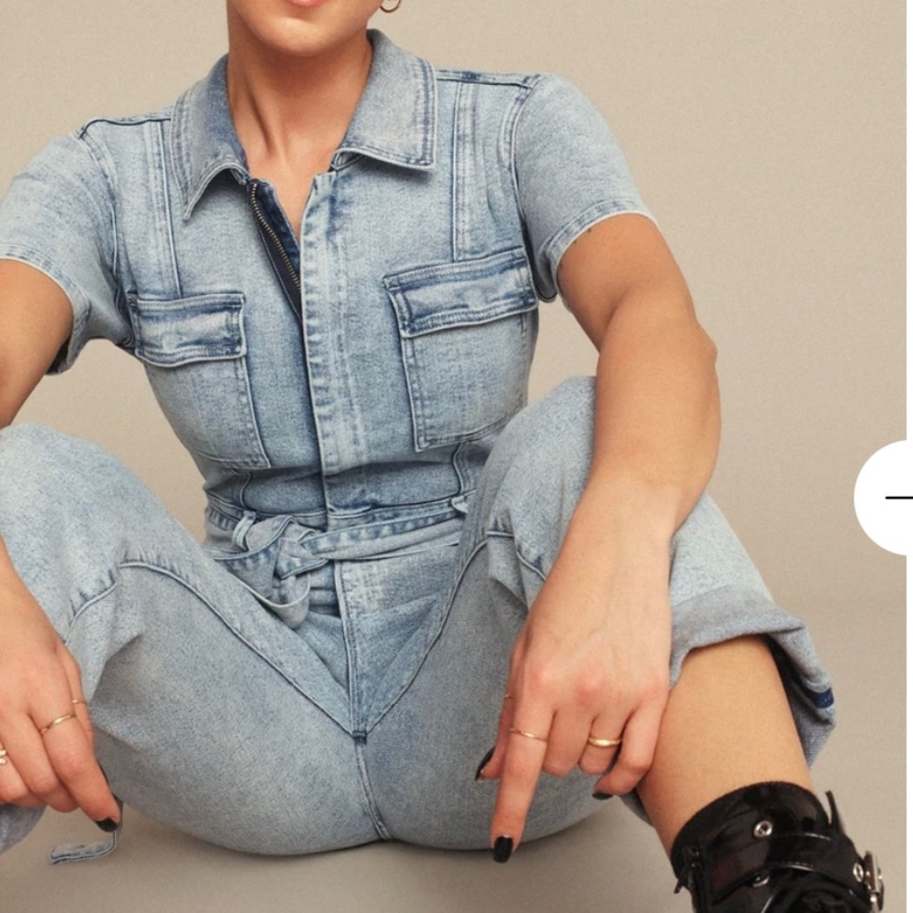 NWT Good American Fit for Success Denim Jumpsuit